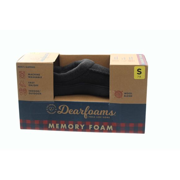 Men Slippers Dearfoams Men's Clog‎ Style Memory Foam Slippers Wool Blend Sz 7-8 - Picture 7 of 8